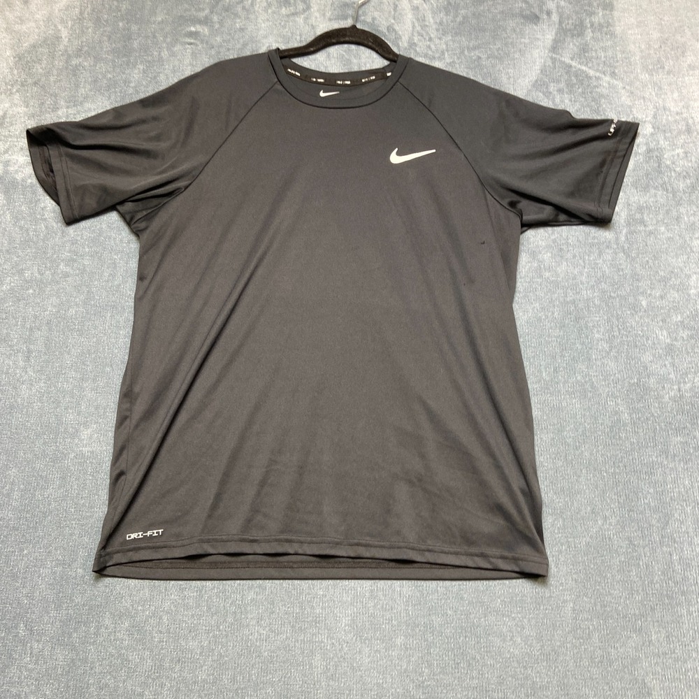 Nike Swim Hydroguard Essential Tee Shirt Mens Large Black Dri Fit Performance